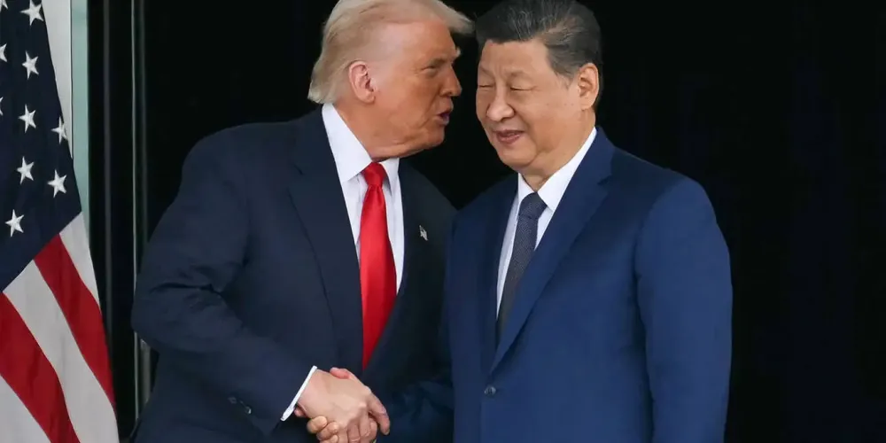 O presidente dos EUA, Donald Trump, e o líder chinês, Xi Jinping (Foto: Andrew Caballero-Reynolds/AFP/Getty Images/Project Syndicate)