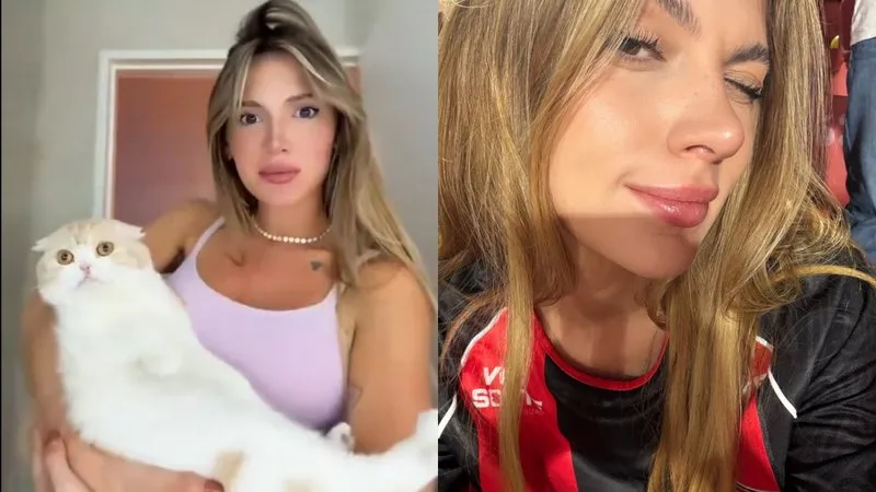 Namorada de jogador do Vitória é massacrada na web após vídeo polêmico com gato e desabafa: 'vão pedir para eu me matar'