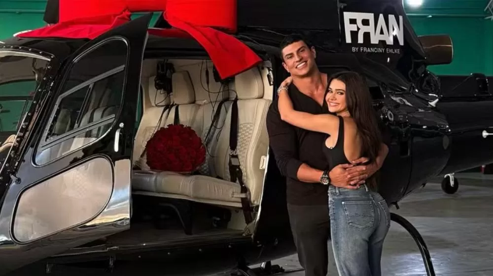 Franciny Ehlke esclarece dúvida sobre helicóptero que ganhou de marido bilionário.