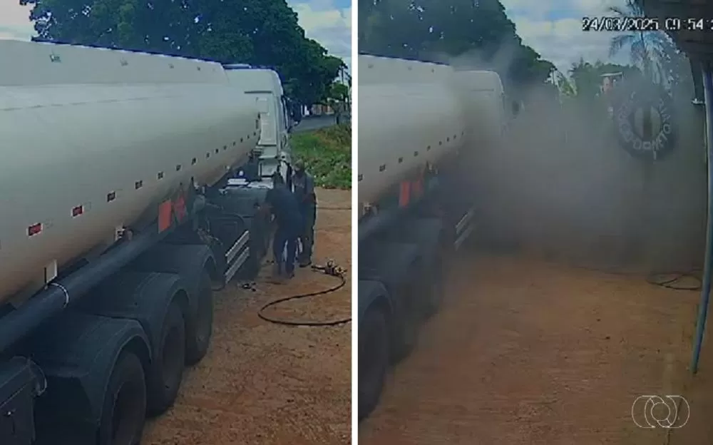 Borracheiro sobrevive a explosão de pneu em Caldas Novas (GO).
