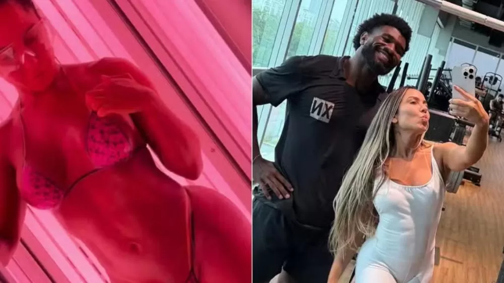 De biquíni de fita, Mulher Melão dança e mostra marquinha do bronze: 'Sem filtros'; assista.