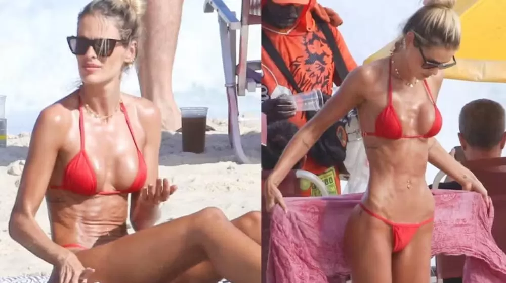Yasmin Brunet se bronzeia em praia no Rio de Janeiro; fotos.