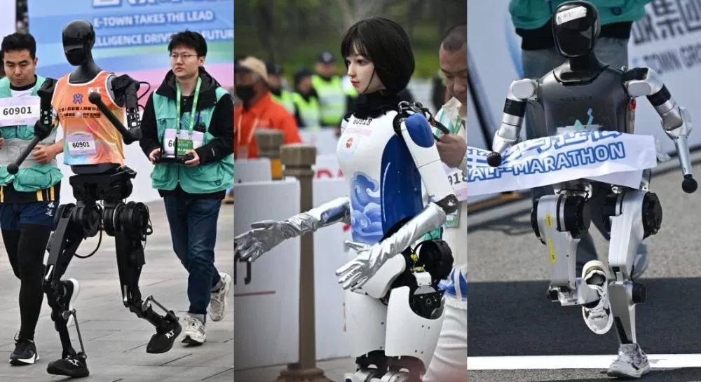 China é palco da primeira meia maratona de robôs humanoides do mundo; veja imagens.