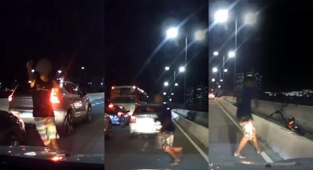 Recife: motoristas são alvo de arrastão em engarrafamento na alça de acesso à Ponte Paulo Guerra.