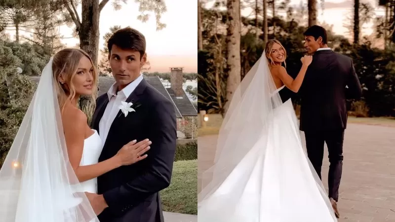 Ex-BBB Bárbara Heck se casa com Rick Maia em cerimônia ao ar livre.