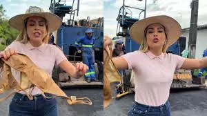 Após vídeo de biquíni, prefeita brinca com repercussão ao mostrar obras da gestão.