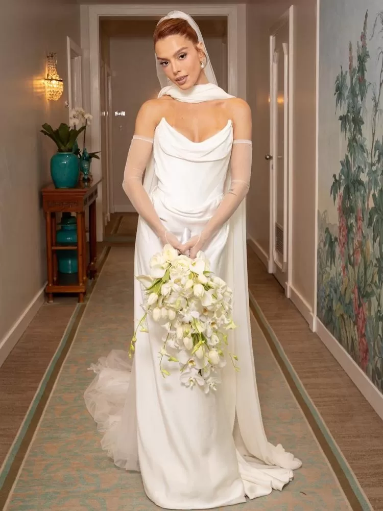 O vestido de noiva de Giovanna Lancellotti: ‘Início do ciclo mais lindo’.