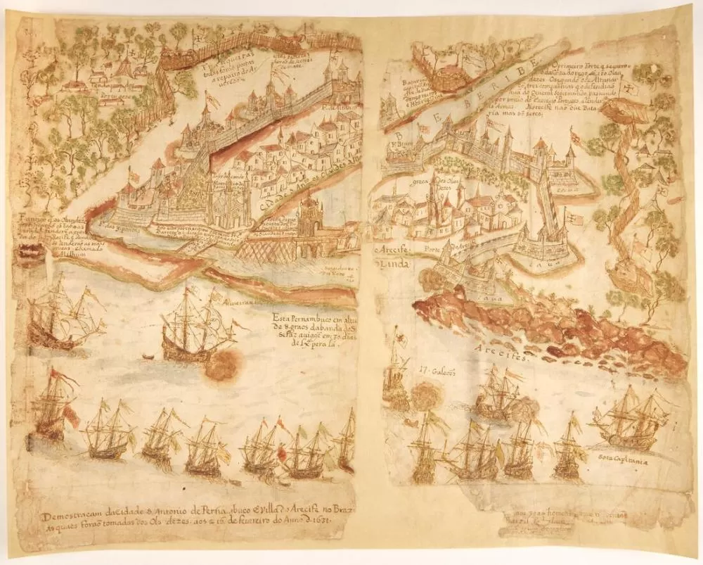 Mapa inédito do Recife do século XVII retrata expulsão dos holandeses.