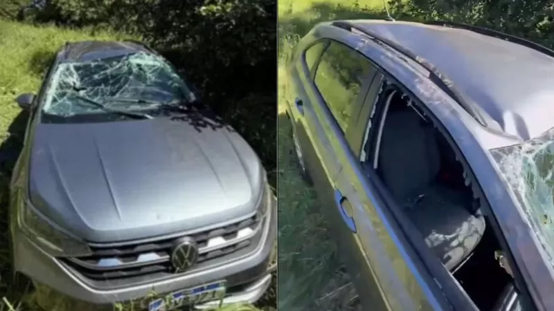 Carro de influenciador baiano capota durante viagem; veja vídeo