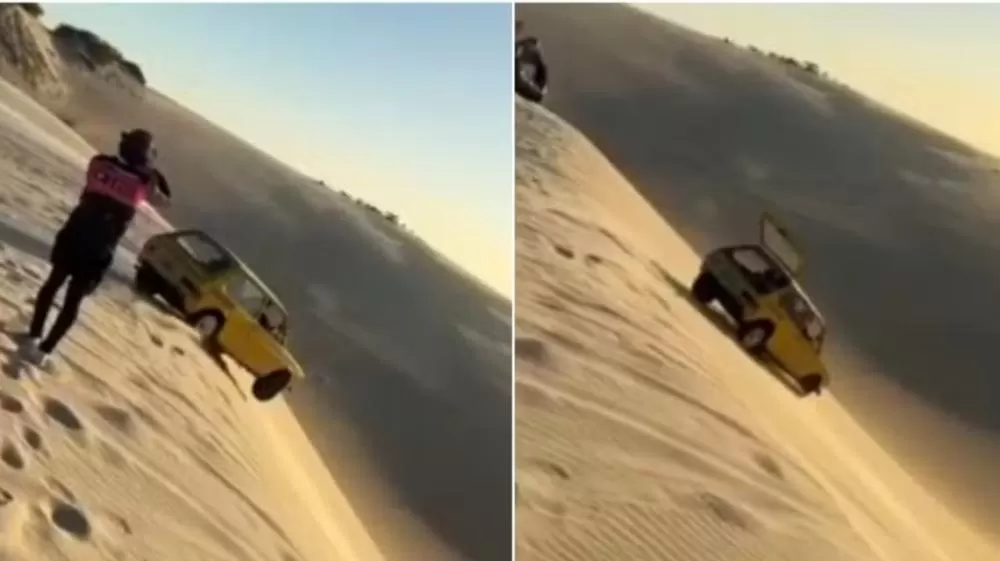 VÍDEO: Brasília amarela é flagrada nas dunas de Canoa Quebrada, no mesmo local onde picape 'voou'.