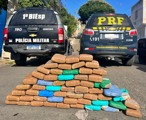 Trio e mulher são presos com 62 kg de maconha após colisão na BR-232, em Caruaru