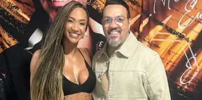 Aline Patriarca tieta Belo no camarim de show na Bahia e “reclama” de solteirice com o cantor