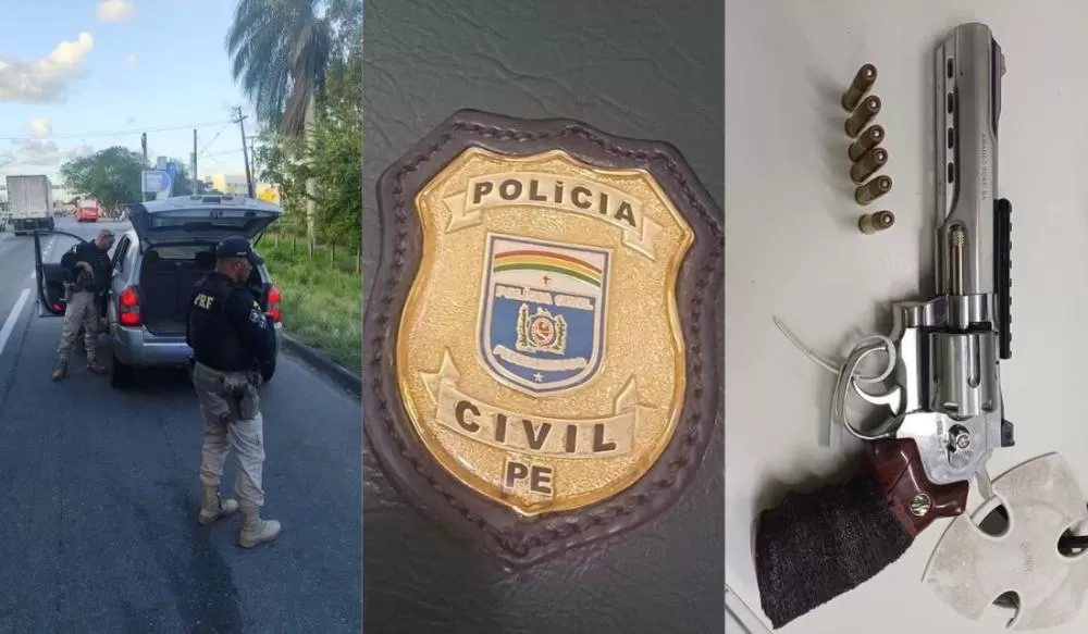 Recife: homem é detido em carro clonado, com arma e falso distintivo da Polícia Civil de Pernambuco