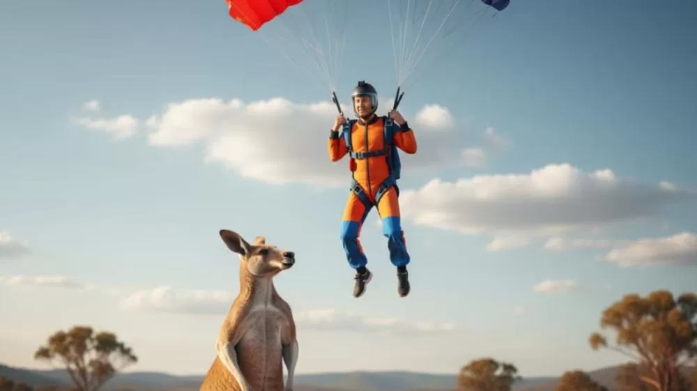 Ele só queria pousar em paz, mas um canguru atrapalhou tudo.