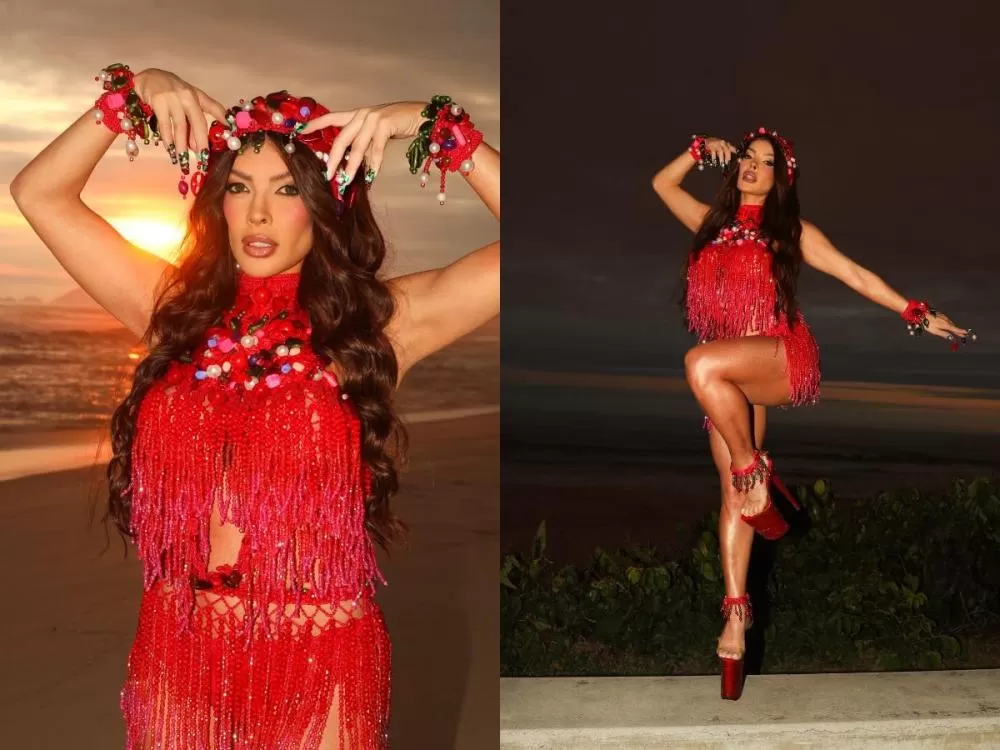 De crochê e brilho! Jaquelline Grohalski é coroada musa da Grande Rio