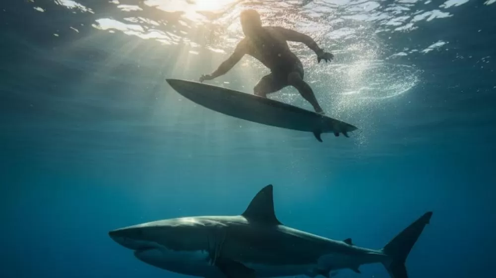 Surfista encara predador furioso no mar após ele morder sua prancha