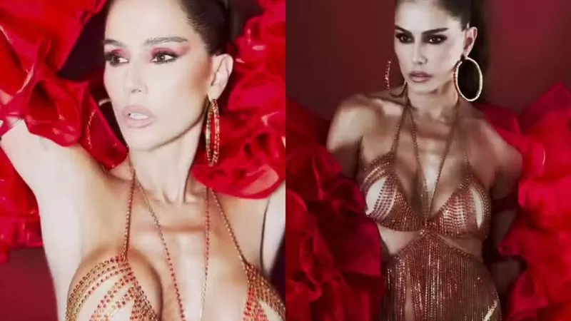 Deborah Secco usa look sexy para ensaio técnico do Salgueiro na Sapucaí; vídeo.