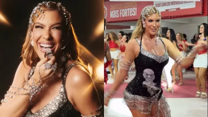 Ostentando barriguinha de grávida, Lore Improta esbanja samba no pé em ensaio da Viradouro; veja vídeo