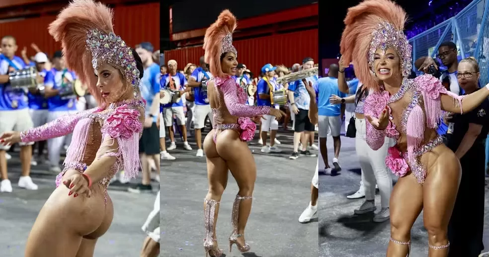 Musa fitness, rainha da Acadêmicos de Niterói impressiona com bumbum desenhado na Avenida.