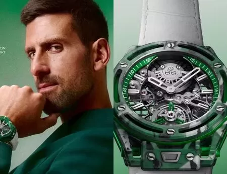 Marca suíça lança relógio de luxo feito com camisas e raquetes de Djokovic por mais de R$ 740 mil