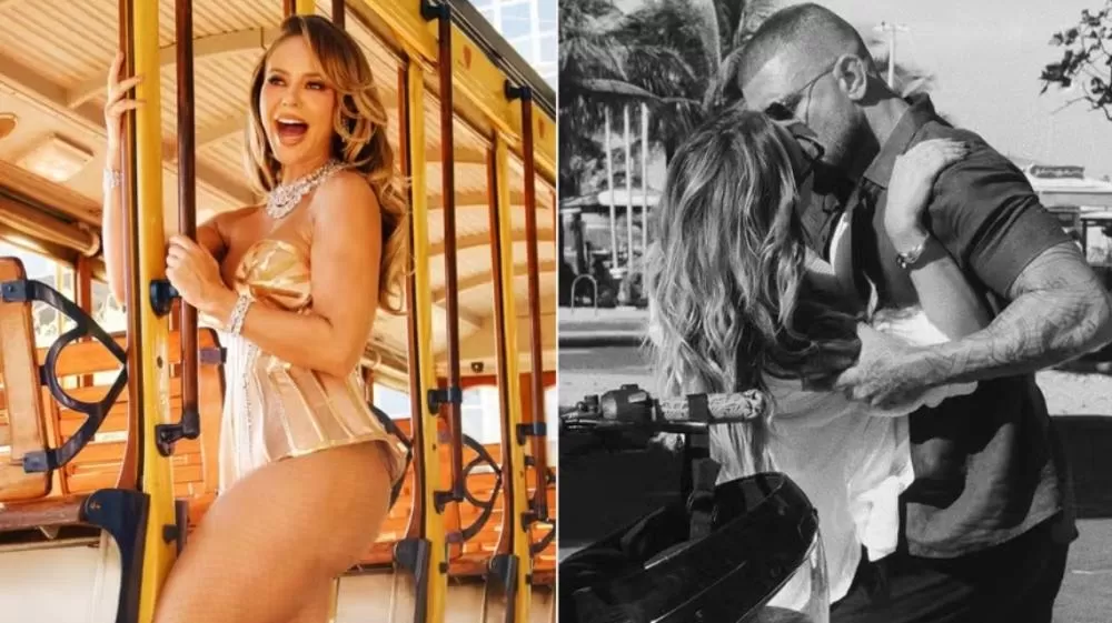 Paolla Oliveira posa deslumbrante em bondinho e troca beijos com Diogo Nogueira; fotos