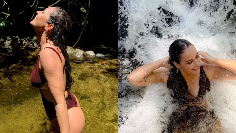 Paolla Oliveira posa de maiô em cachoeira: “Para energizar”