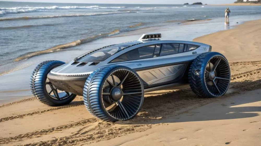 Esses veículos andam na rua e flutuam na água sem parar em nenhum dos dois