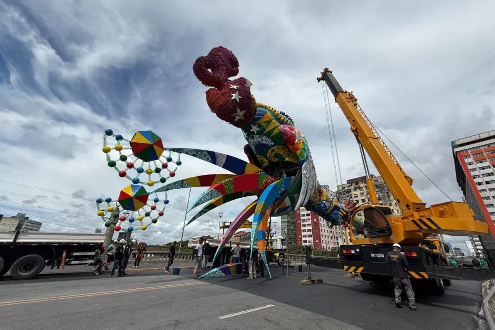 Até o próximo ano: após o carnaval, Galo da Madrugada é desmontado no Centro do Recife