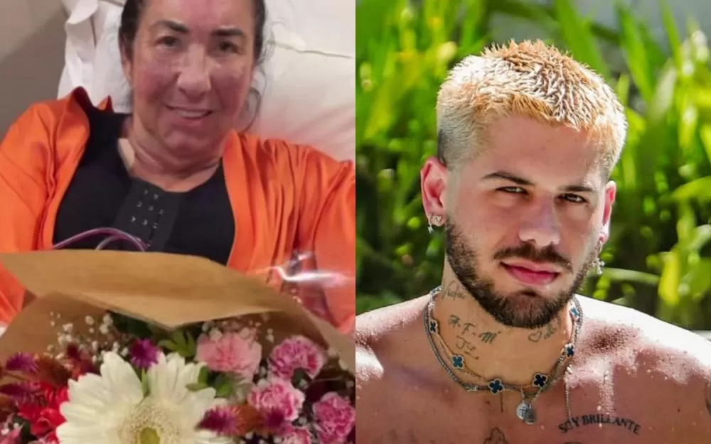 Mãe de Virginia ganha buquê de Zé Felipe após passar por cirurgias plásticas