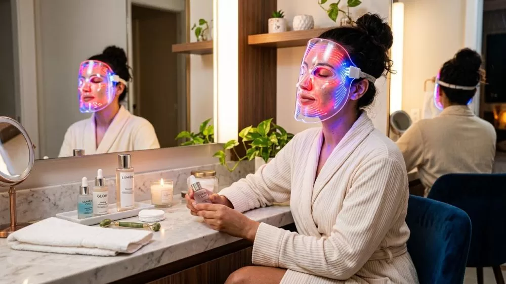 Máscara LED de beleza leva tecnologia caseira para rotina de cuidados com a pele