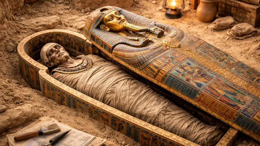 Descoberta arqueológica no Egito revela 22 sarcófagos em Luxor e o mistério das Cantoras de Amon