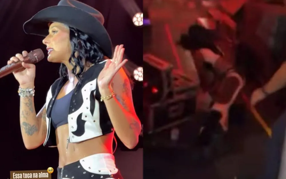 Ana Castela cai no palco durante show