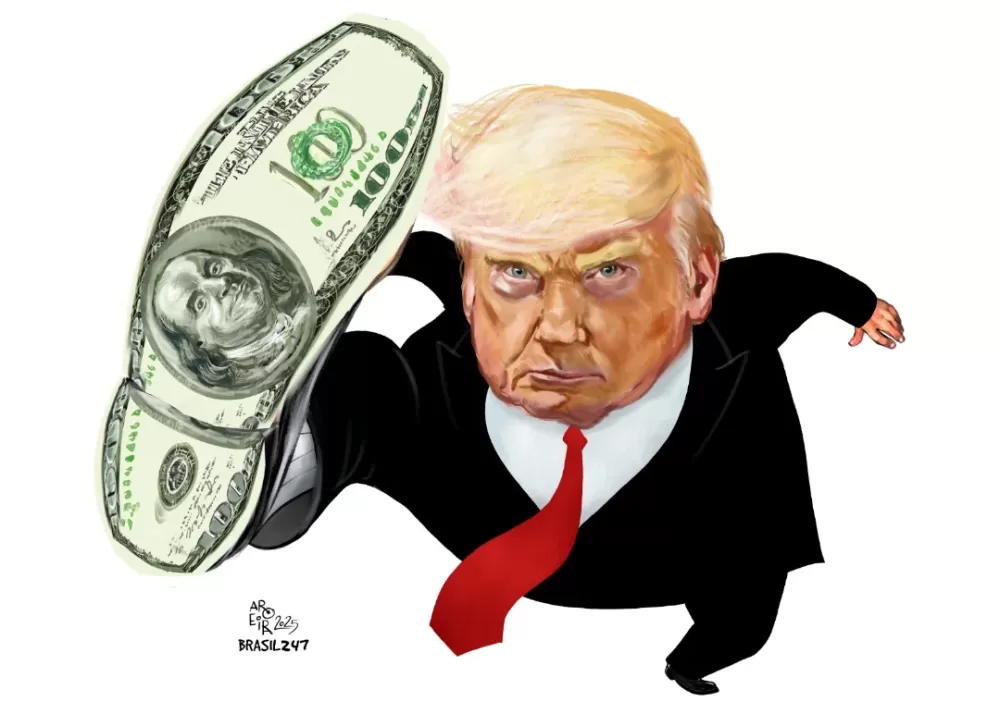 Charge do Aroeira - Uma sátira Presidente Trump Tarifando.