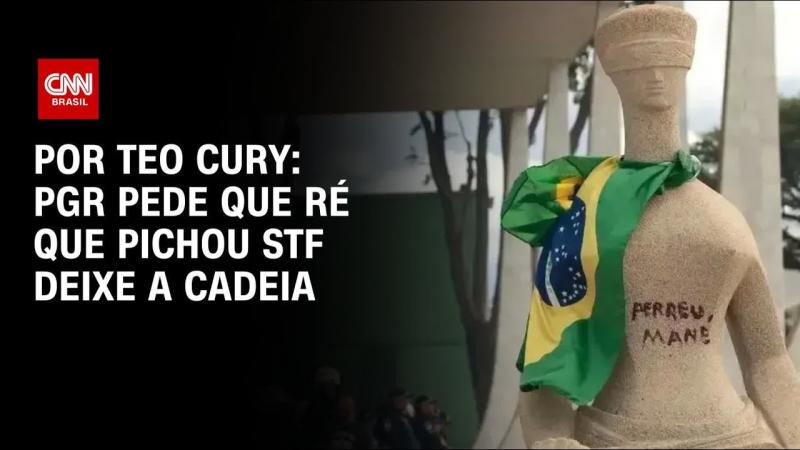  PGR pede que ré que pichou estátua do STF deixe a cadeia