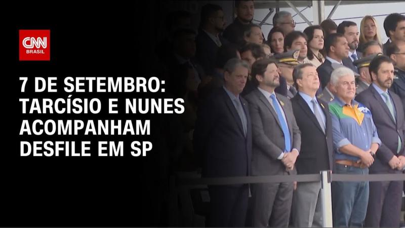 Tarcísio e Nunes acompanham desfile de 7 de Setembro em SP