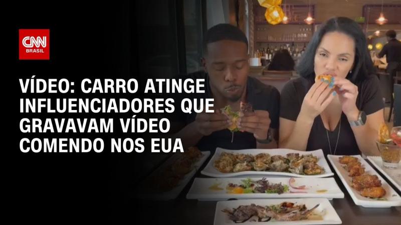 Carro atinge influenciadores que gravavam vídeo comendo nos EUA