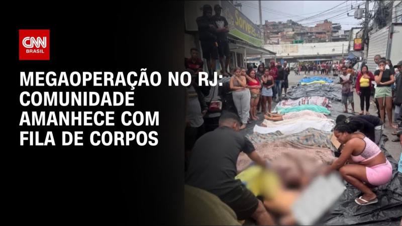 Comunidade do RJ amanhece com fila de corpos em praça após megaoperação