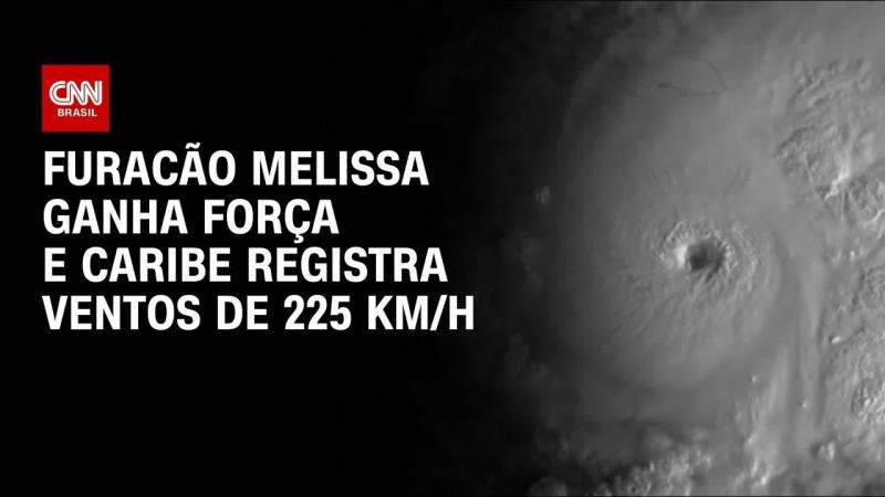 Furacão Melissa se intensifica e Caribe tem ventos de 225 km/h 
