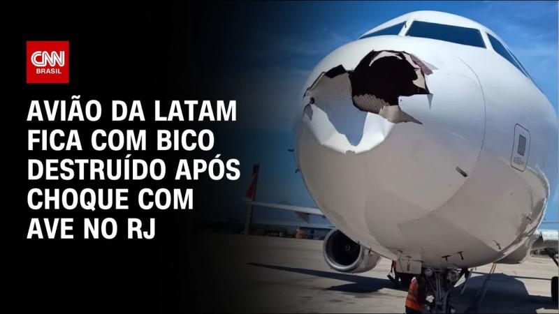 Avião da Latam fica com bico destruído após choque com ave no RJ