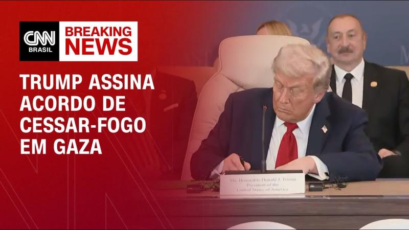 Donald Trump assina acordo de cessar-fogo em Gaza