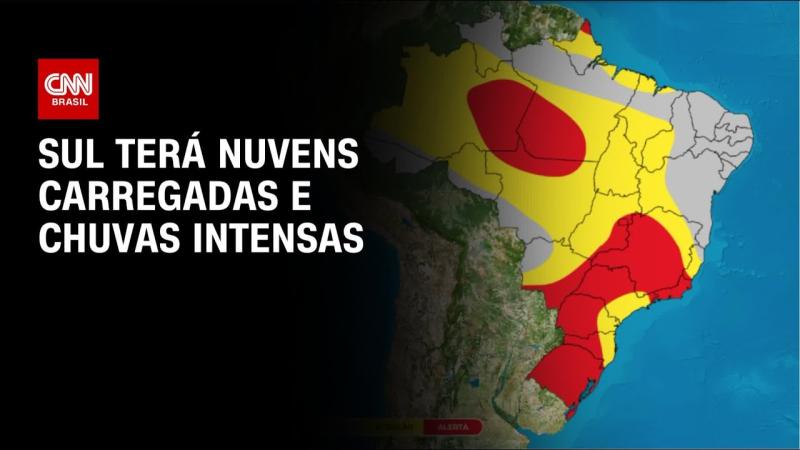 Frente fria e chuva forte chegam no sul do Brasil nesta segunda-feira (15)