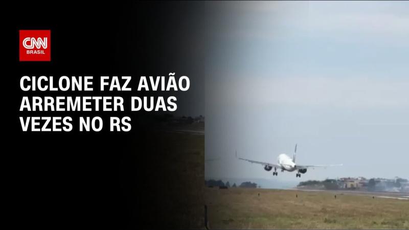 Vento forte faz avião arremeter duas vezes em aeroporto do RS