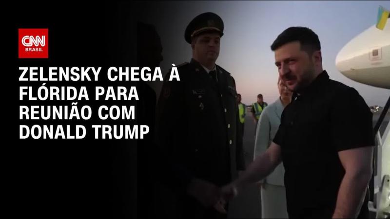 Zelensky chega à Flórida para discutir plano de paz com Trump