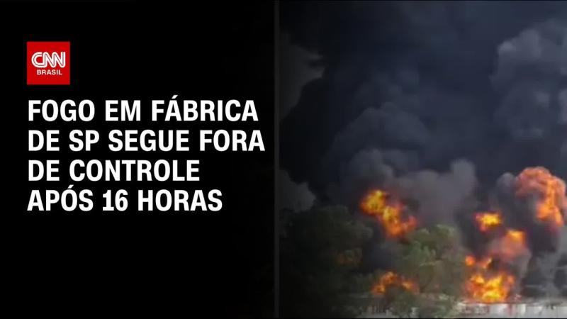 Combate a incêndio em fábrica de solventes em SP ultrapassa 16 horas