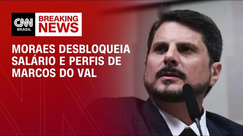 Moraes determina desbloqueio de redes sociais e salário de Marcos do Val