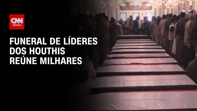 Mortos em ataque israelense: Funeral de líderes dos Houthis reúne milhares
