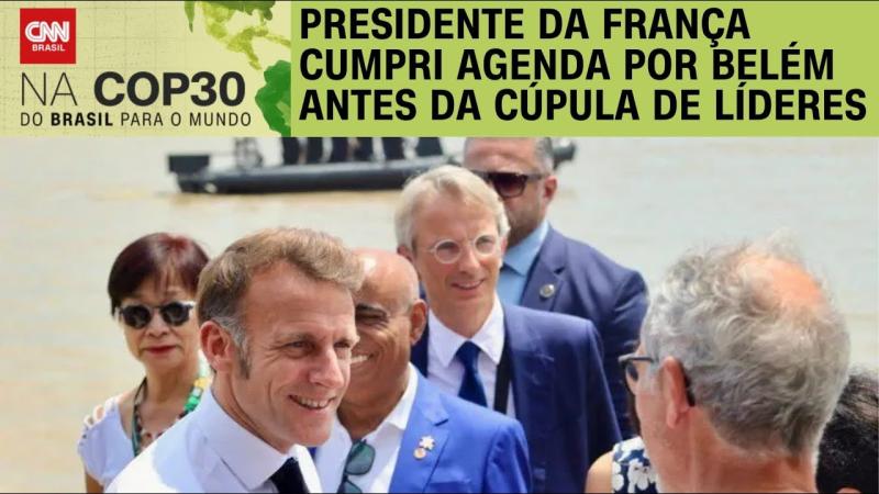 Emmanuel Macron visita UFPA e fala com Cacique Raoni