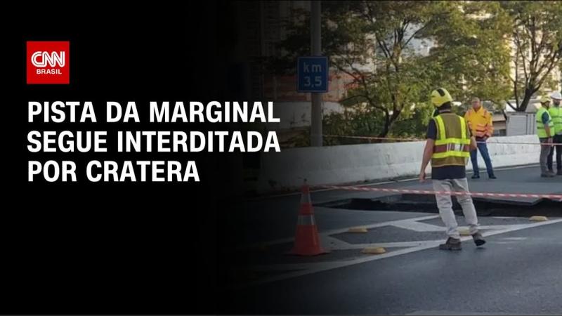 Cratera na Marginal: obra será finalizada na segunda (14), diz Sabesp