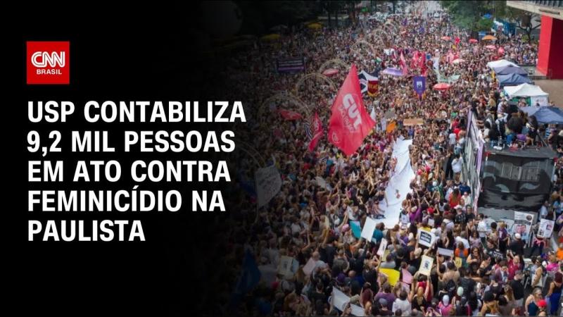 Ato contra feminicídio reuniu mais de 9 mil pessoas na avenida Paulista, diz USP