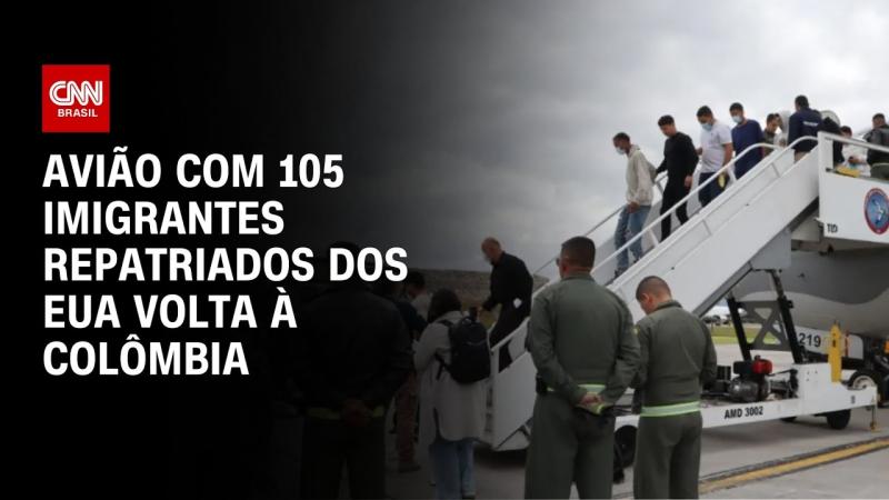 Avião com 105 imigrantes repatriados dos EUA volta à Colômbia